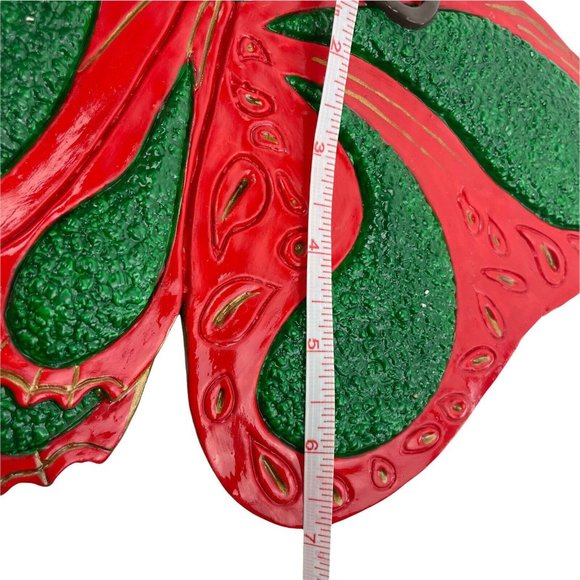 VTG Chalkware Plaster COLORFUL Butterfly Wall Art Accent Red Green Ready To Hang - Picture 7 of 12